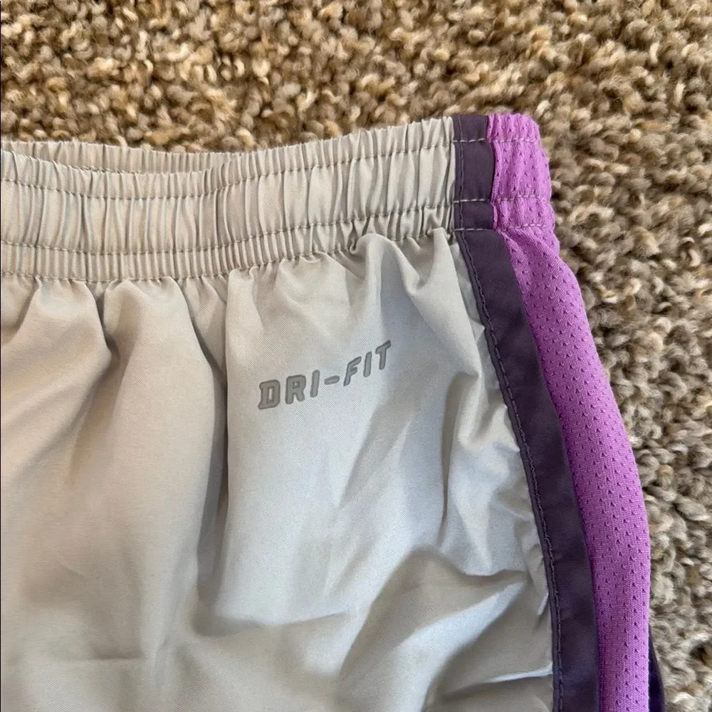 Nike Gray and Purple Athletic Shorts with Elastic Waistband